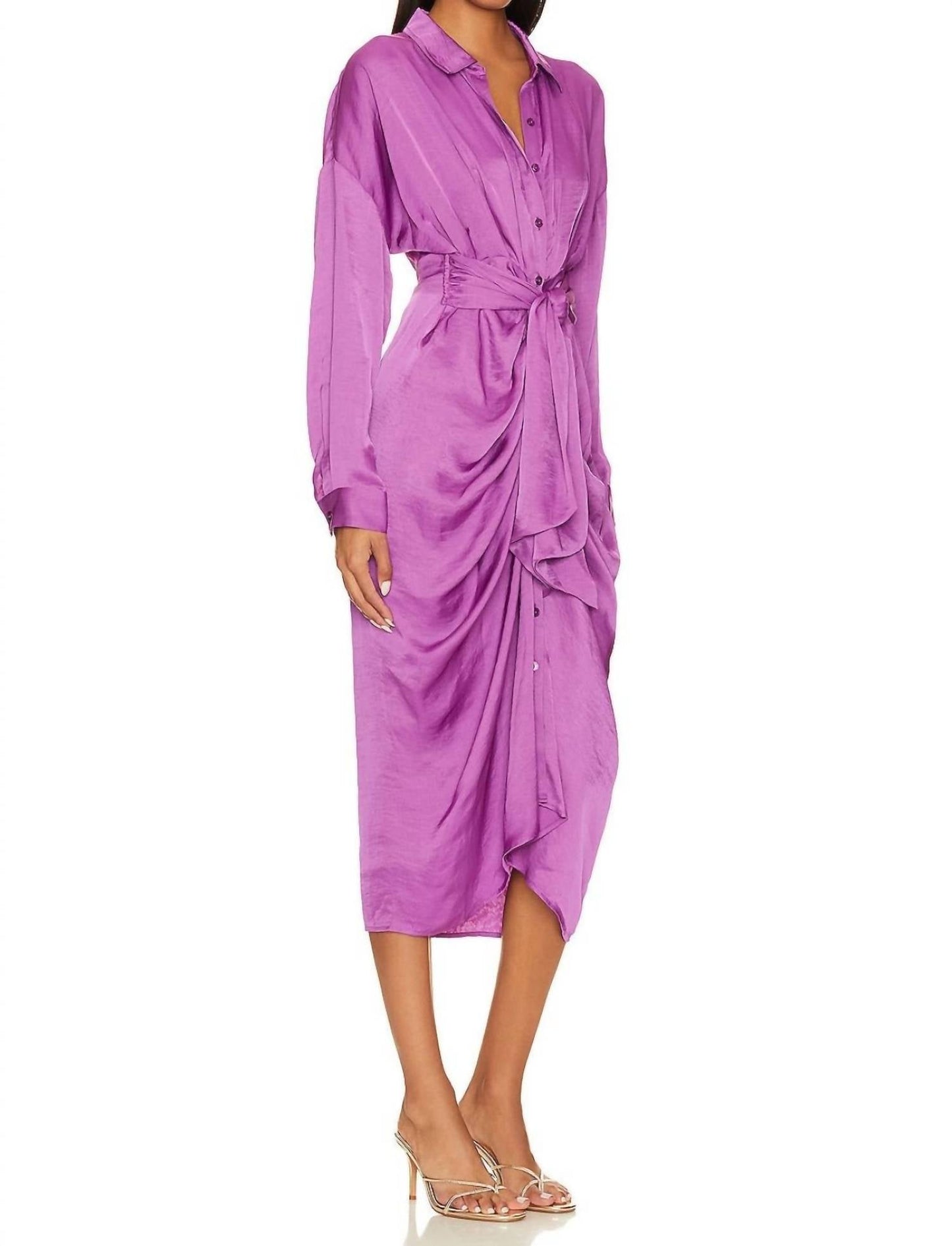 Steve Madden - SATIN TIE WAIST MIDI DRESS