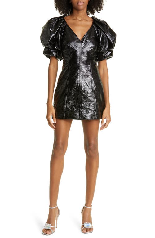 A.L.C. Park Puff Sleeve Patent Leather Minidress in Black  Size 4