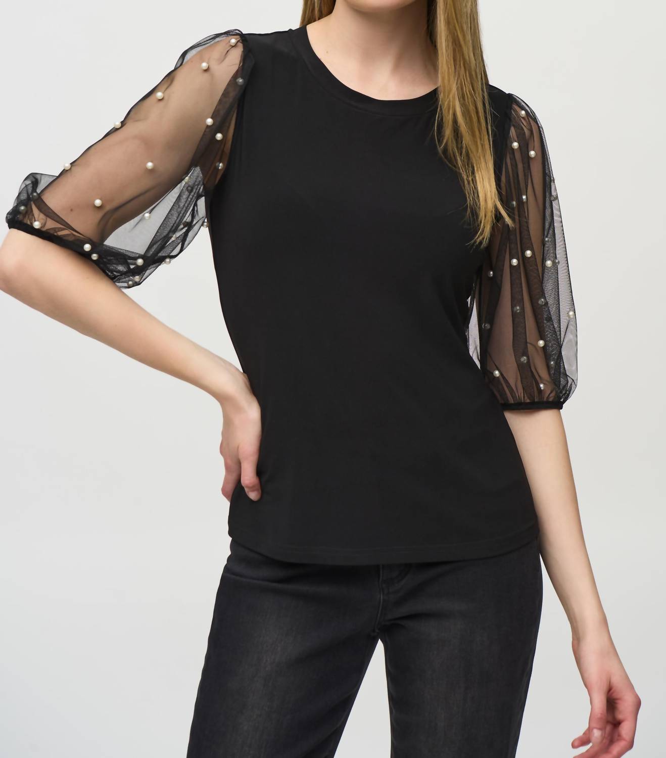 Joseph Ribkoff - Pullover Top With Pearl Sleeves