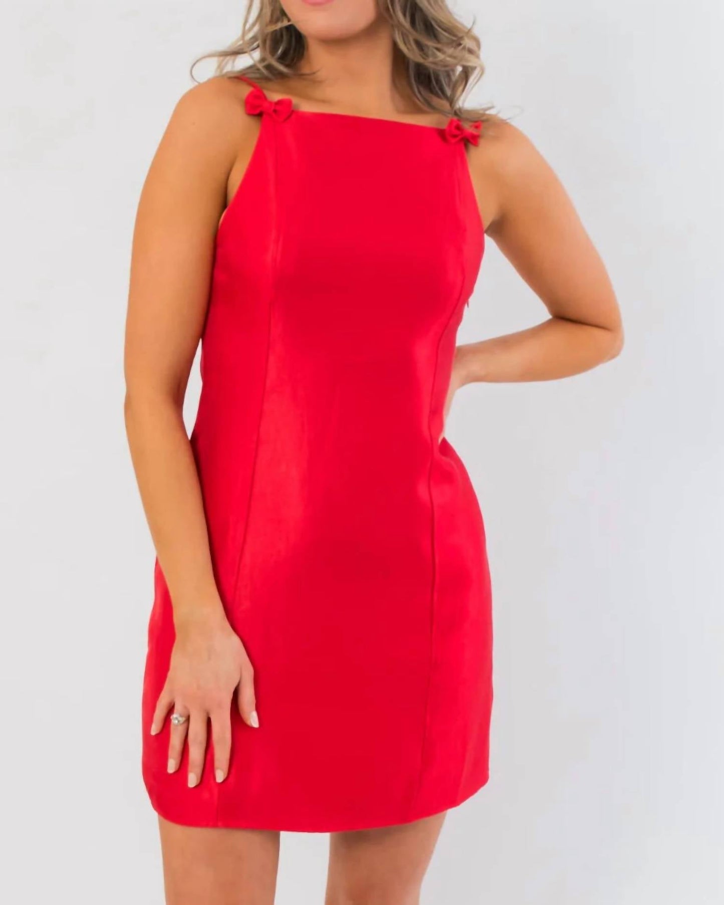 B.Right - Noelle Bow Square Neck Mini Dress