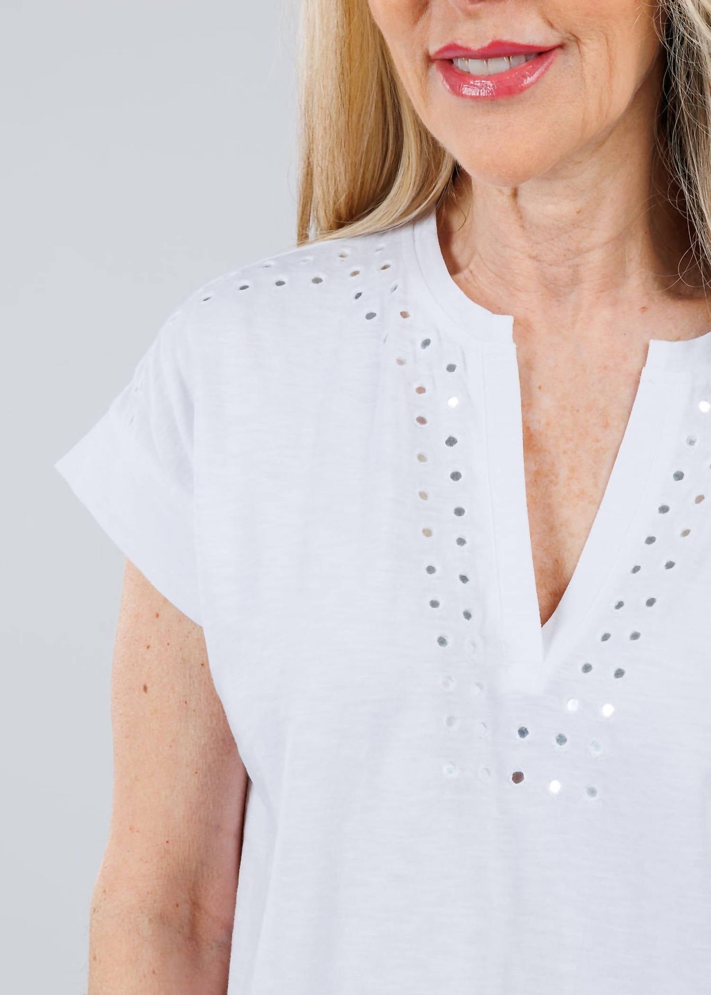 Elliott Lauren - Ramy V-neck Top With Mirror Sequin Detail