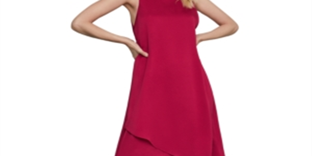 Vestido feminino decote alto BCBGMAXAZRI rosa tamanho médio