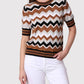 Minnie Rose - Women's Chevron Pointelle Crew Top