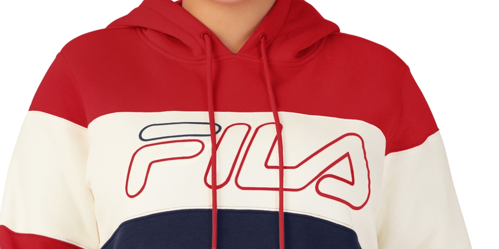 Moletom com capuz feminino Fila Timeless Logo Colorblocked vermelho tamanho 1X