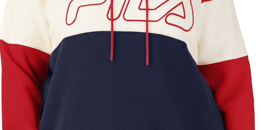 Moletom com capuz feminino Fila Timeless Logo Colorblocked vermelho tamanho 1X