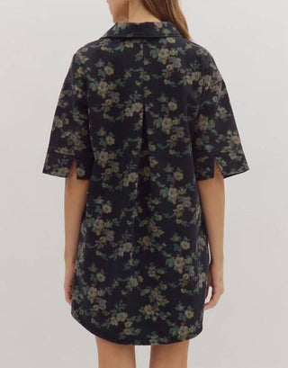 Entro - Floral Half Sleeve Button Mini Dress