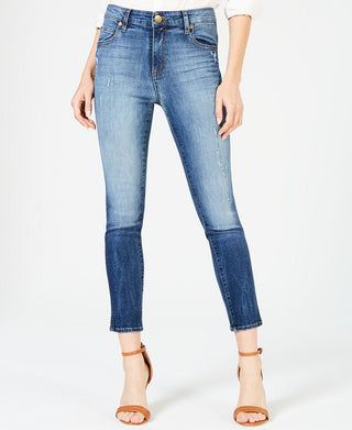 Calça jeans feminina Kut from the Kloth Meghan de cintura alta, tamanho cigarro, azul, tamanho 8