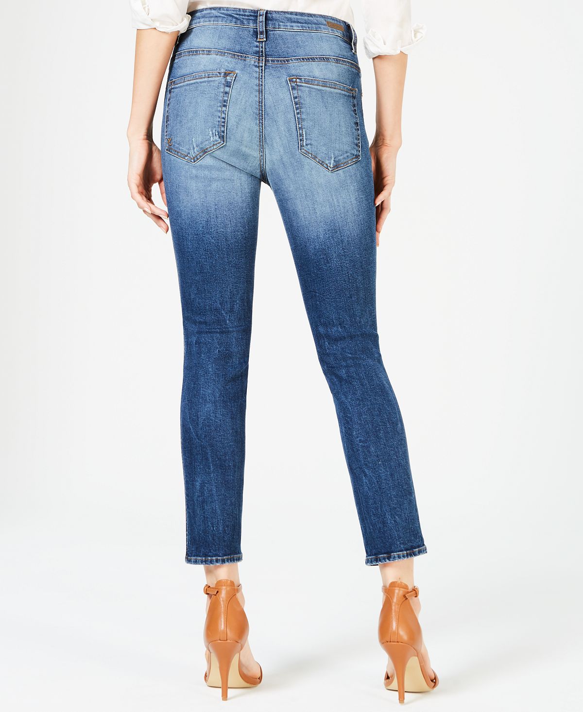 Calça jeans feminina Kut from the Kloth Meghan de cintura alta, tamanho cigarro, azul, tamanho 8