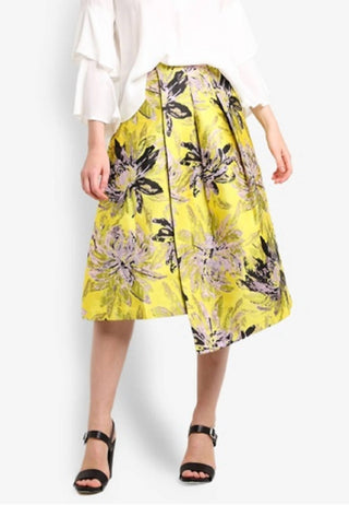Topshop - Saia midi assimétrica com estampa floral jacquard