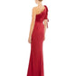 Ieena For Mac Duggal - Satin One Shoulder Puff Sleeve Trumpet Gown