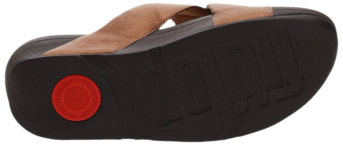 Fitflop - Sandálias Lulu Cross Slide Femininas Couro Cunha Mule