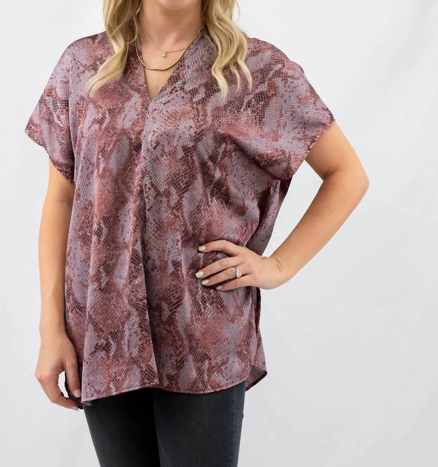 Adrienne - V-neck Snake Print Top