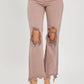 Risen - High Rise Knee Distressed Straight Jean