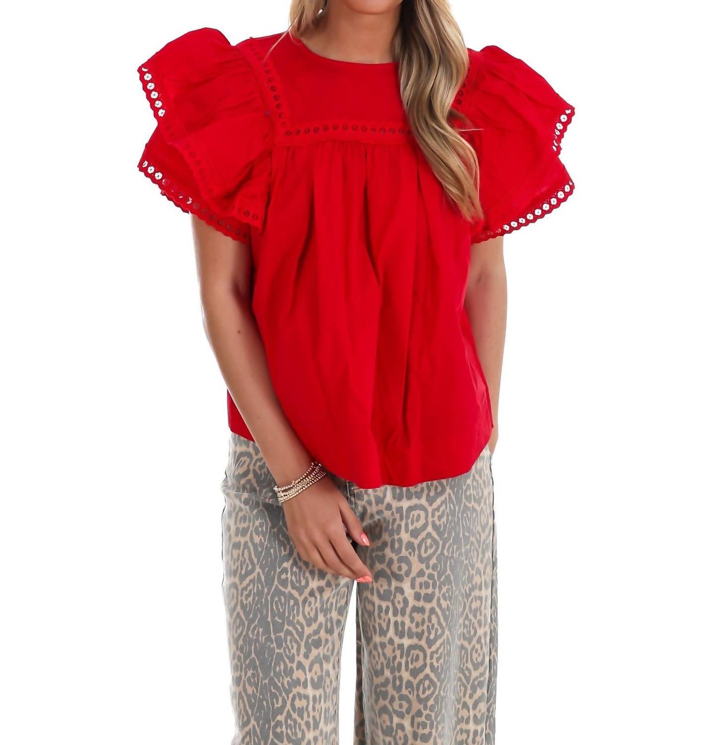 Easel - Golden Hour Poplin Top