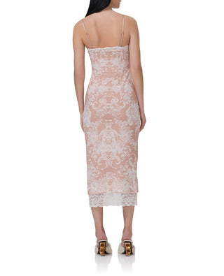 Afrm - Nissa Nude Mesh Baroque Wallpaper Print Mesh Slip Dress
