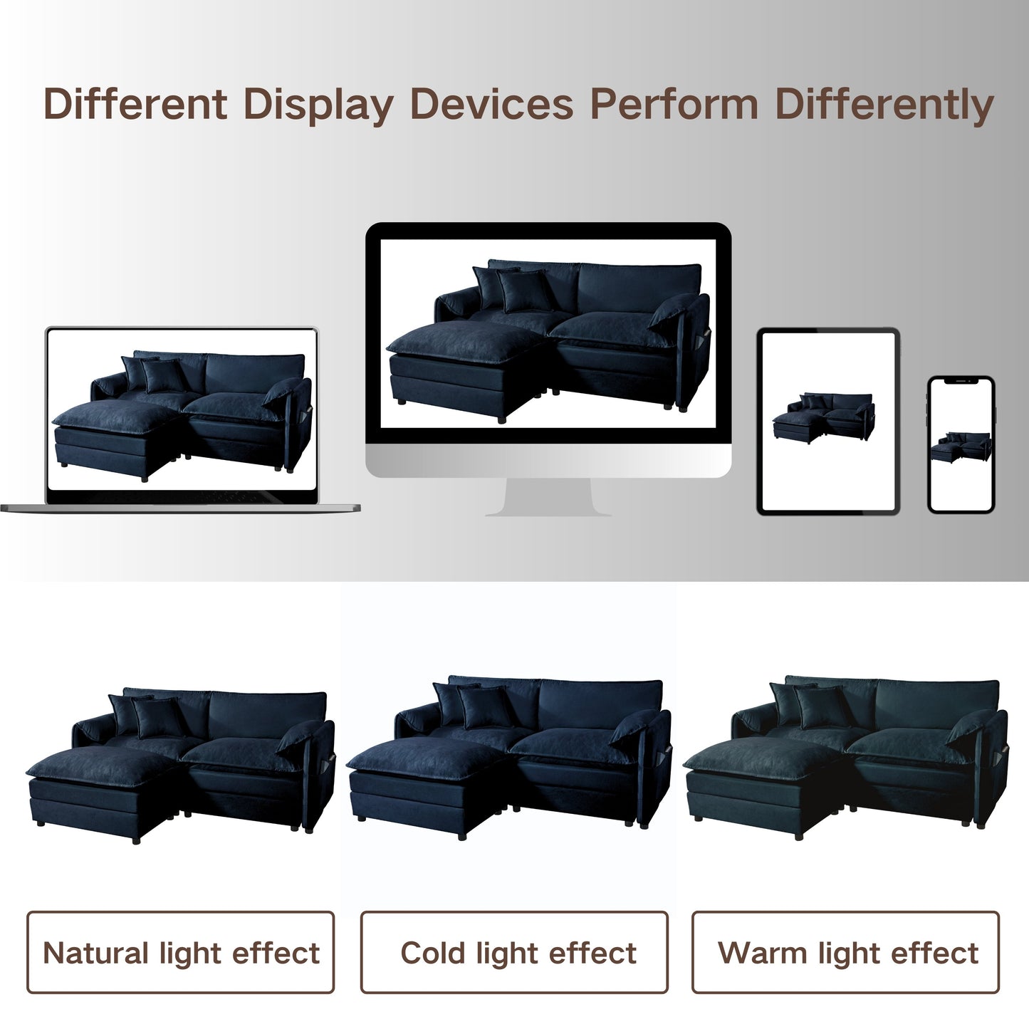 Modular Sectional Sofa Oversized Deep Seat L Shaped Couch Set for Living Room