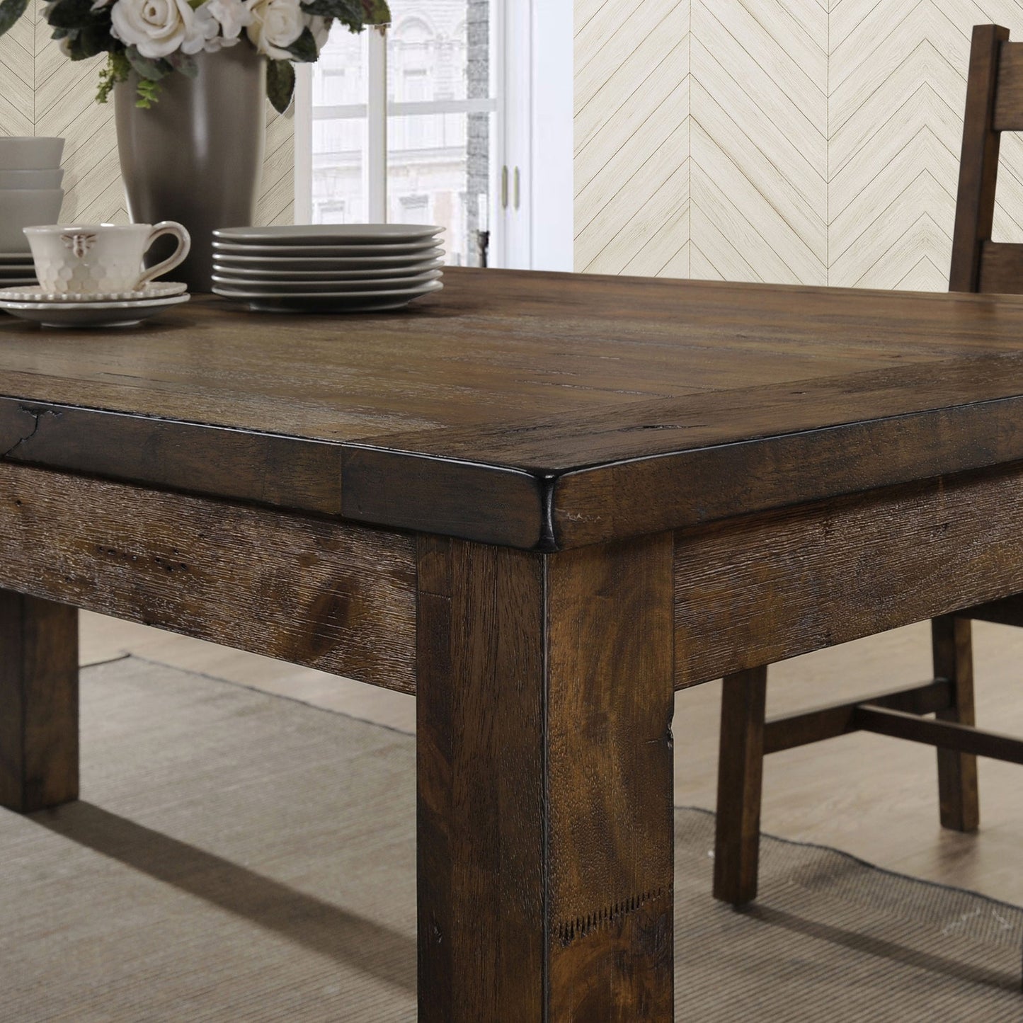 Guster Rustic Golden Brown Rectangular Dining Table