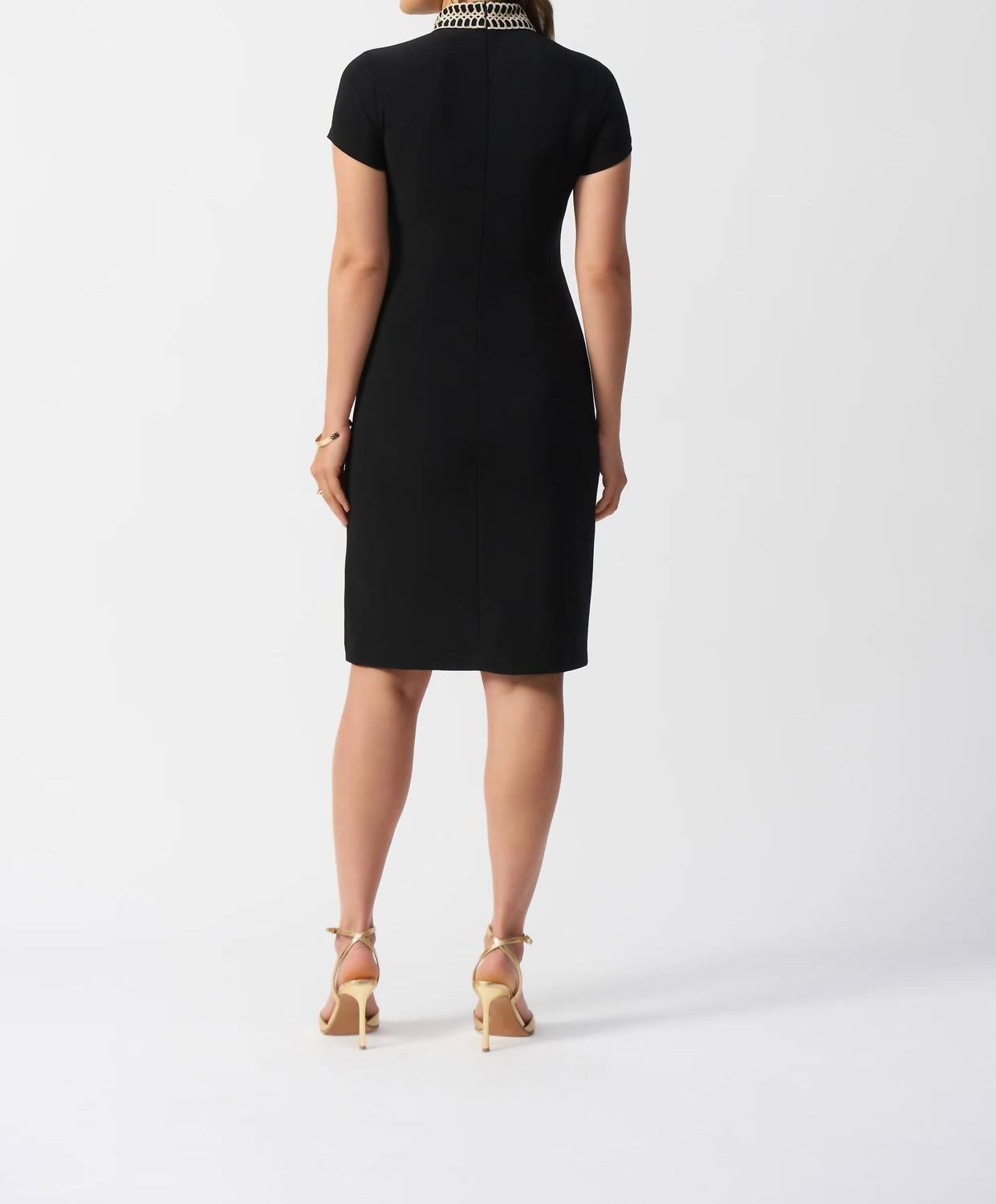 Joseph Ribkoff - Embroidered High Neck Sheath Dress
