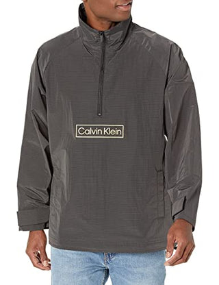 Jaqueta corta-vento leve masculina Calvin Klein com logotipo, cor preta, tamanho grande