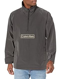 Jaqueta corta-vento leve masculina Calvin Klein com logotipo, cor preta, tamanho grande