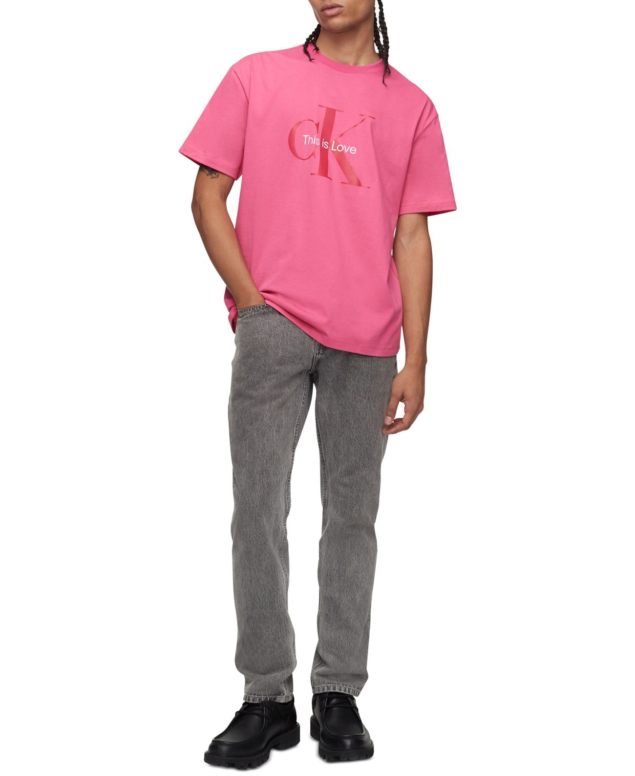 Calvin Klein Men's Pride Logo Print T-Shirt Pink Size X-Large