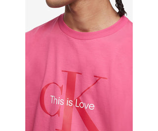 Camiseta Calvin Klein Masculina com Estampa de Logotipo Pride Rosa Tamanho X-G