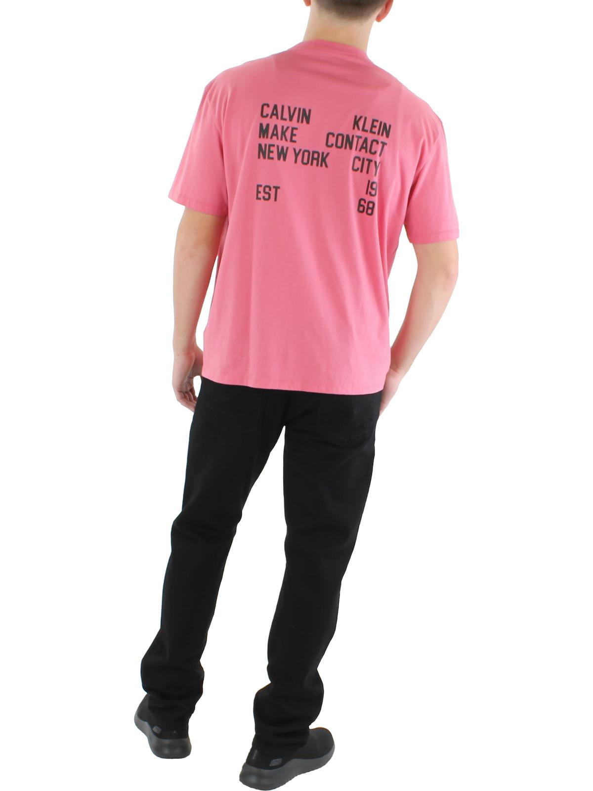 Camiseta Calvin Klein Masculina Gola Redonda Estampada Rosa Tamanho P