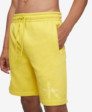 Calvin Klein Shorts Masculino com Logo Amarelo Tamanho Grande