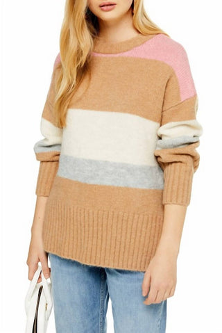 Topshop - Suéter listrado de malha ultramacia com gola redonda