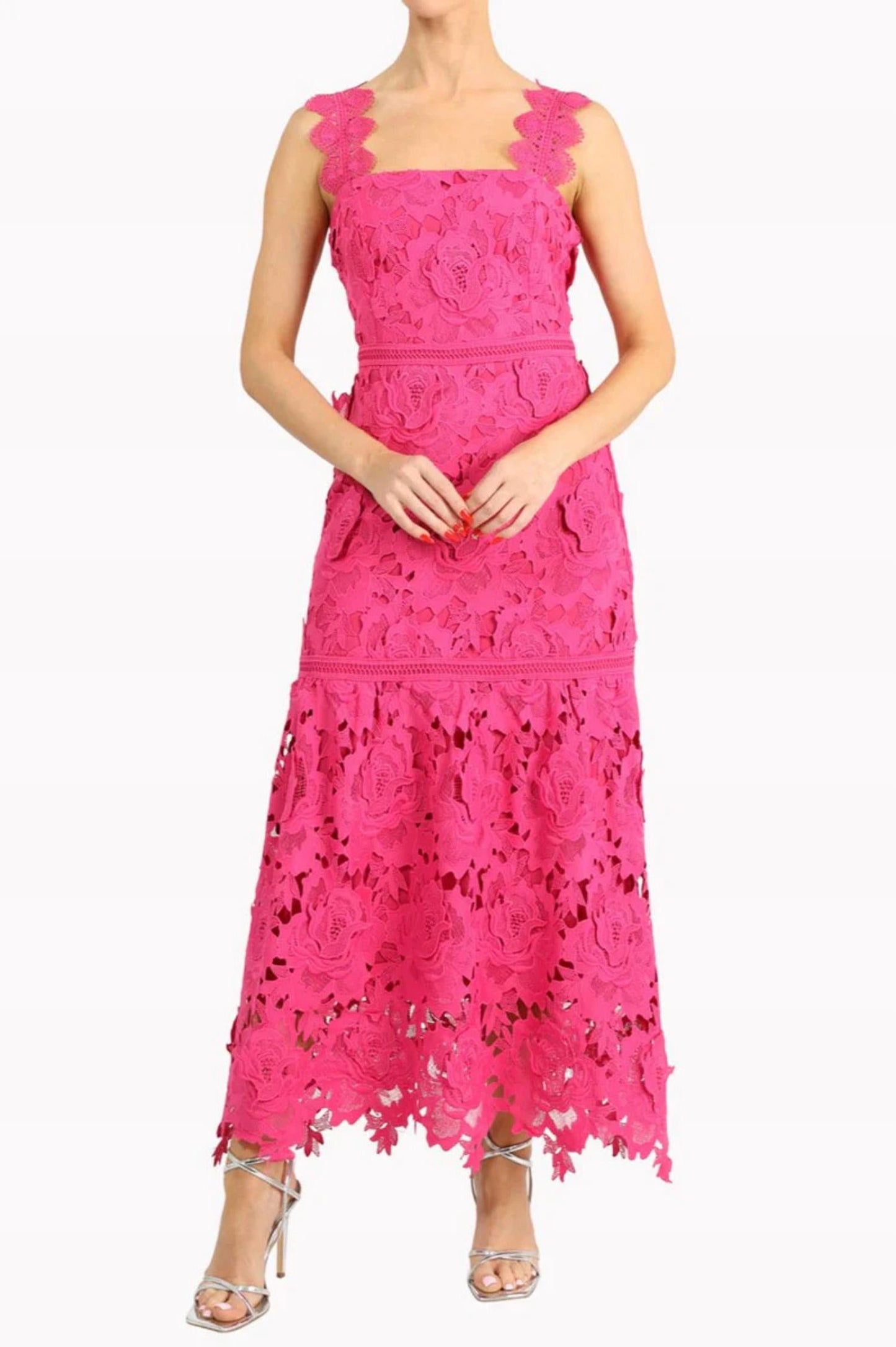 Adelyn Rae - Karia Drop Waist 3D Lace Midi Dress