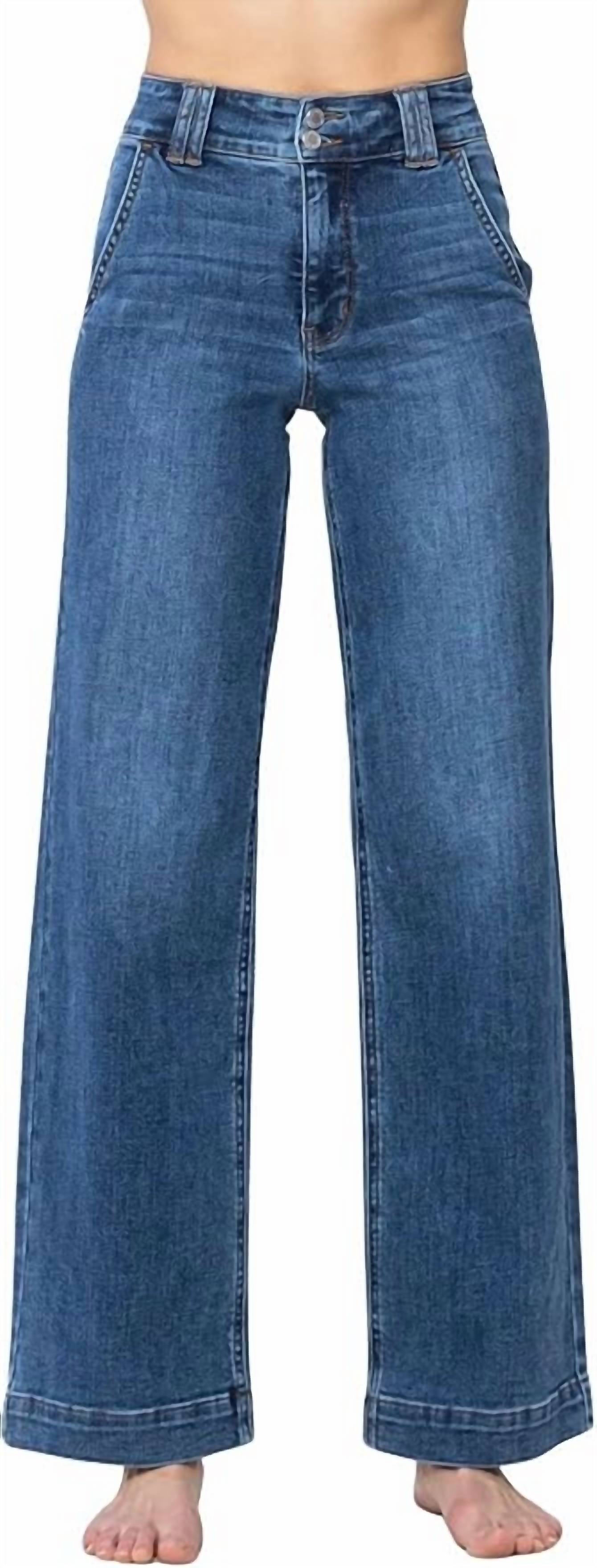 Judy Blue - High Waist Double Button Wide Leg Denim Jeans