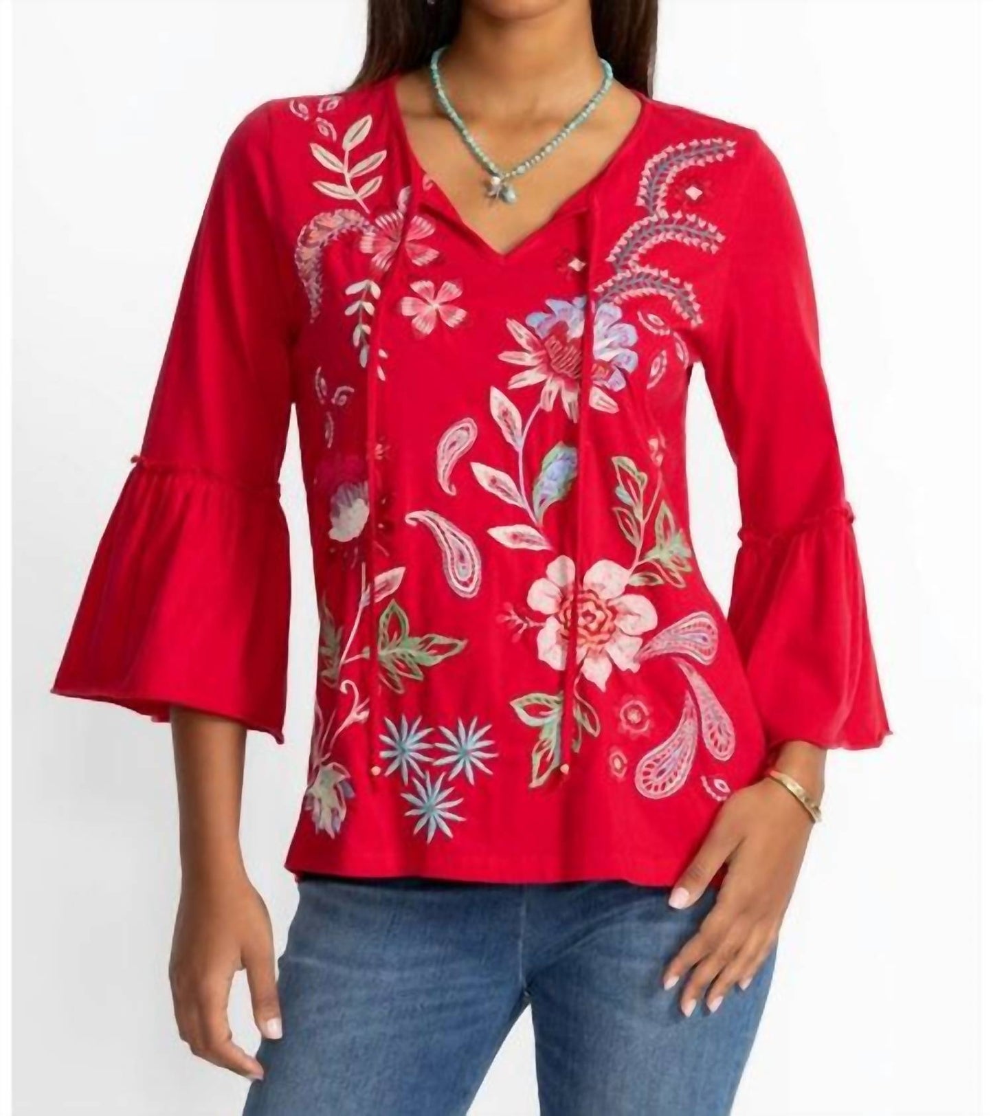 Johnny Was - RUFFLE SLEEVE T‑SHIRT FREYDE