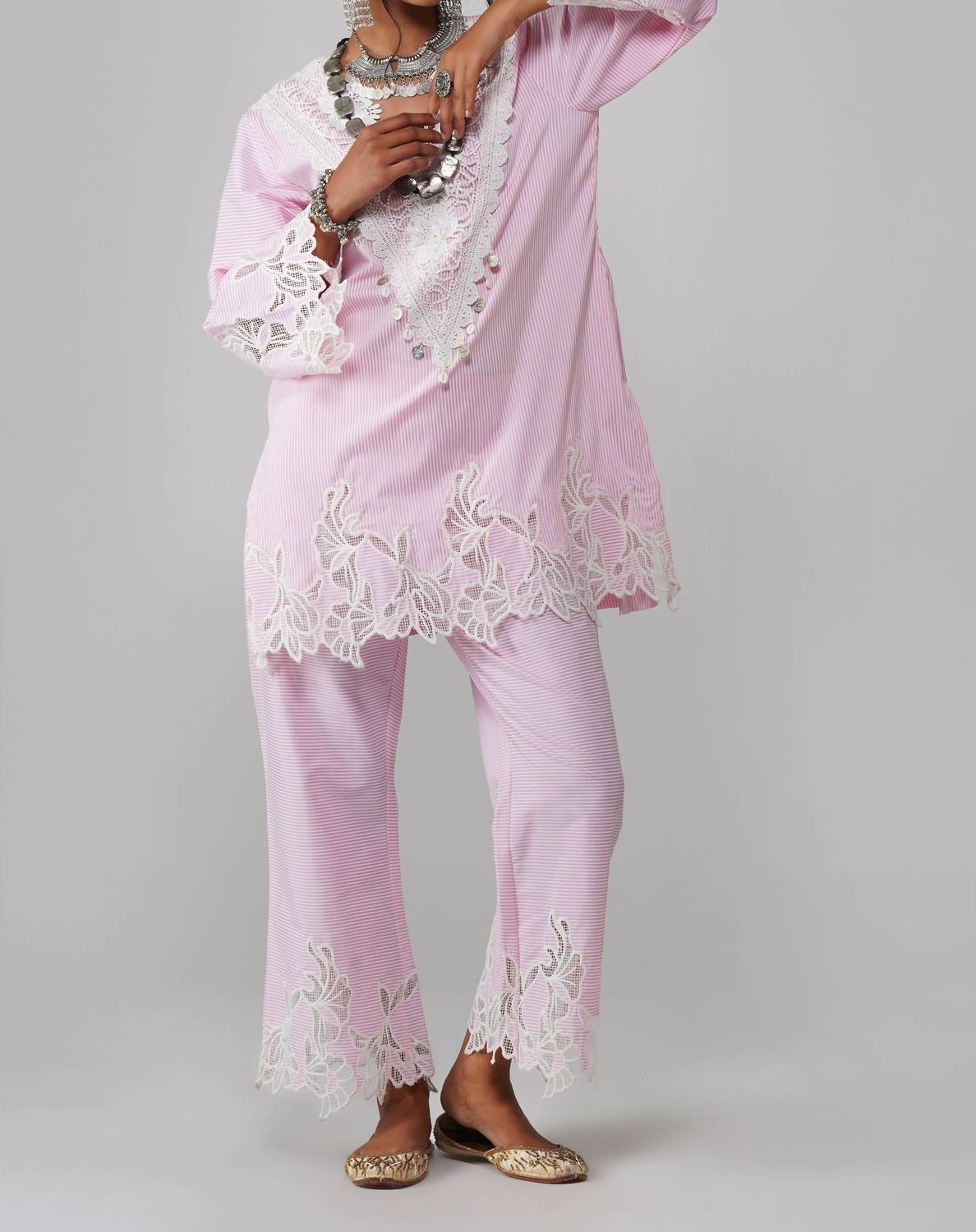 Zaalima Fashion - Stripe Pattern Co-ord Set - Noor-e-rang