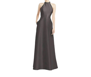 Alfred Sung - Halter Neckline Satin Twill Dress
