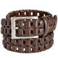 Cinto masculino Perry Ellis de couro trançado com fivela marrom tamanho grande