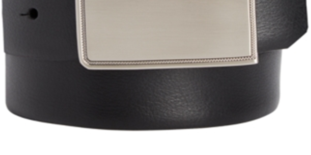 Perry Ellis Cinto social masculino de couro com fivela reversível e placa, preto, tamanho 32