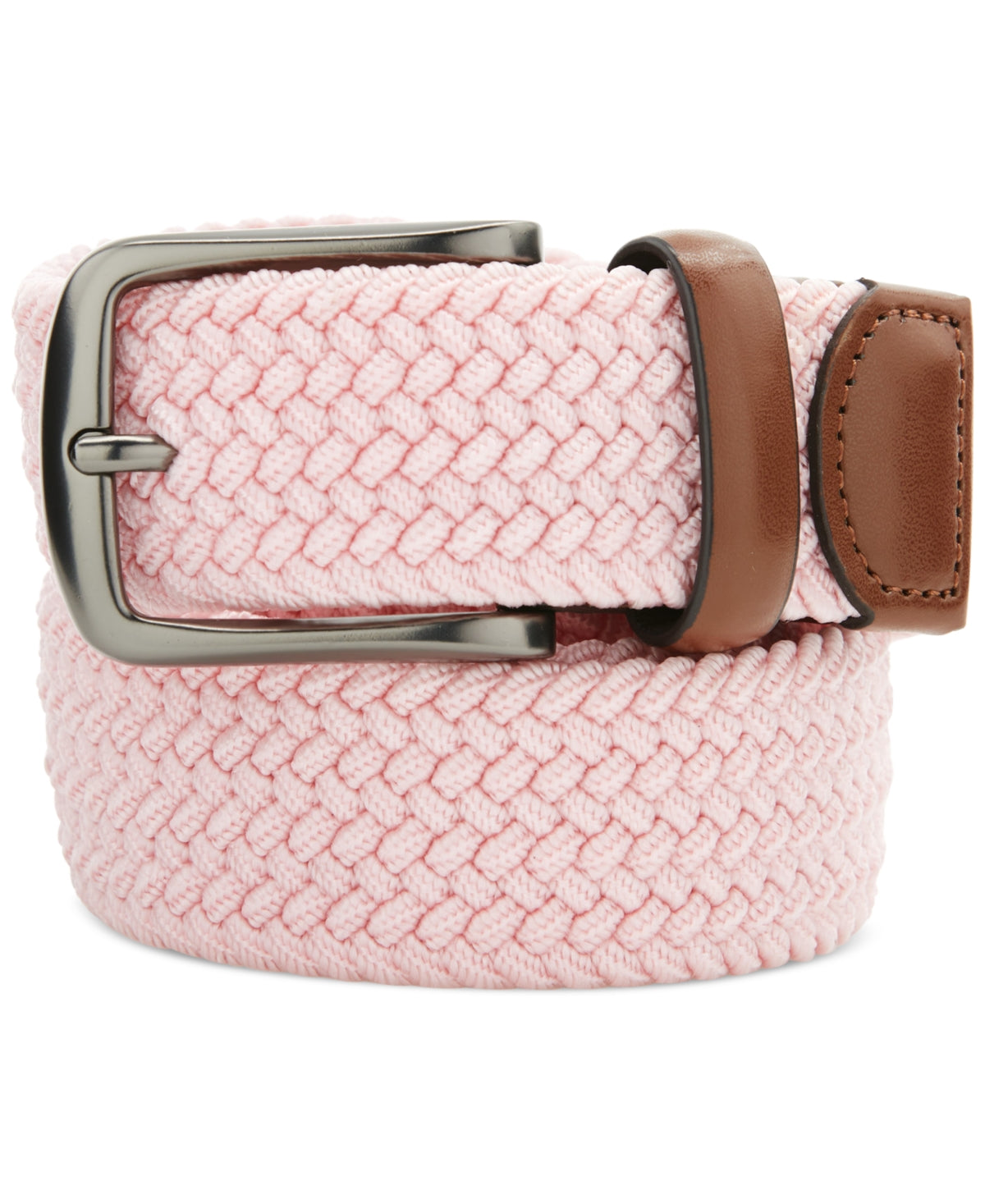 Perry Ellis Portfolio Cinto Masculino com Acabamento em Couro e Fivela Rosa Tamanho Regular