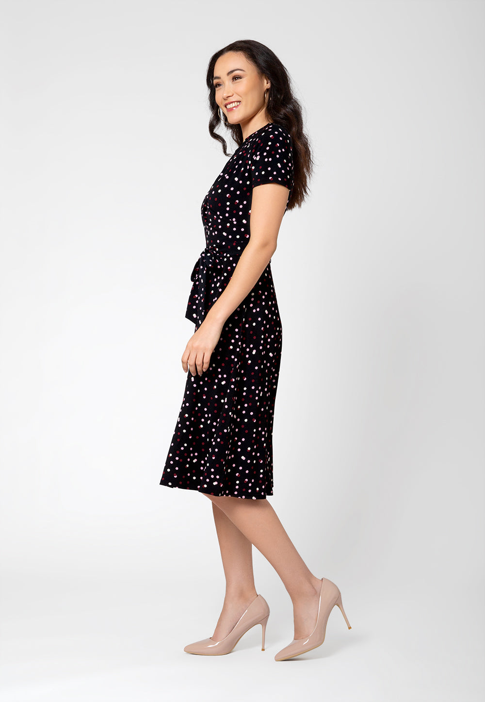 Vestido midi envelope Monique da Leota para mulheres, preto, tamanho 2X