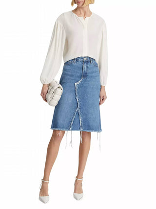 Moldura - Saia Midi Jeans Desconstruída