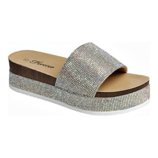 Forever - Sandálias femininas plataforma com strass