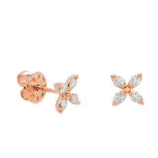 Diana M Jewels - Brincos de diamante com flor de 0,34 cts