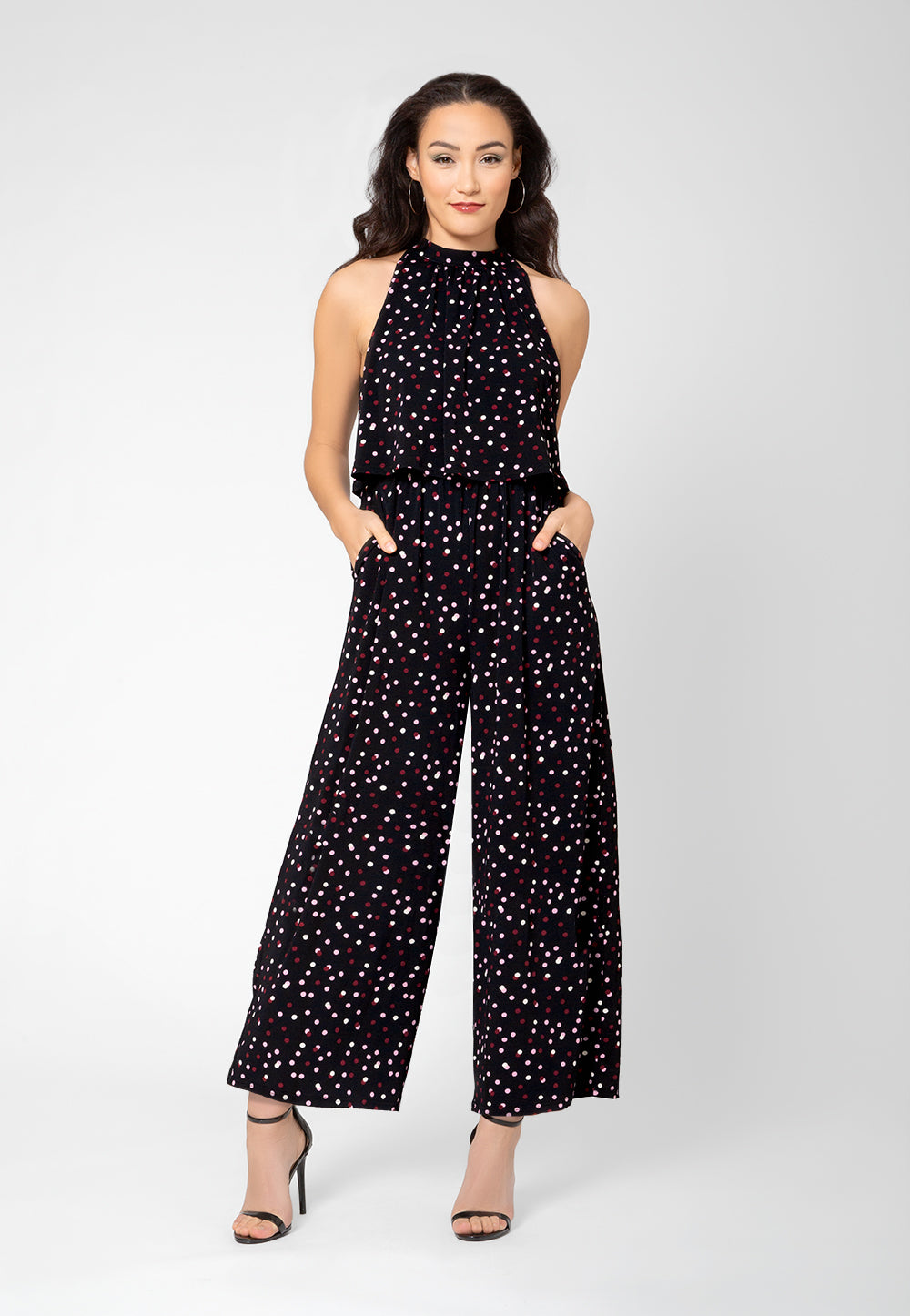 Macacão feminino Leota Skyler estampado Halter preto tamanho pequeno