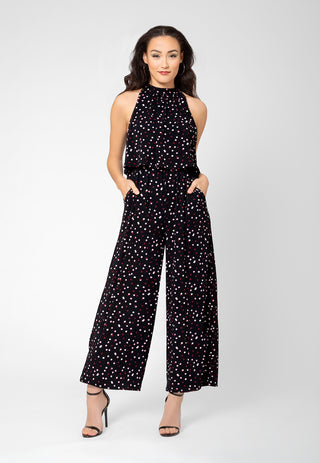 Macacão feminino Leota Skyler estampado Halter preto tamanho pequeno