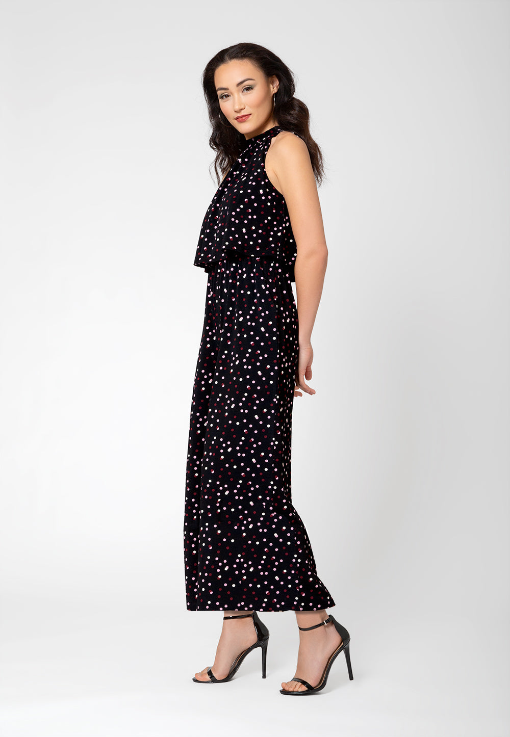 Macacão feminino Leota Skyler estampado Halter preto tamanho pequeno