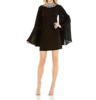 Ieena For Mac Duggal - Vestido de coquetel com decote em strass e manga quimono