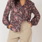 Black Tape - Fall Floral Ruffle Detail Tie Front Blouse