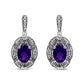 .925 Sterling Silver Diamond Accent and 8x6mm Purple Oval Amethyst Stud Earrings (I-J Color, I1-I2 Clarity)