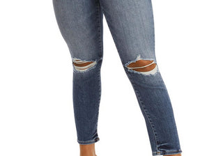 Calça jeans feminina Good American preta de cintura alta com estampa Stovepipe, tamanho M