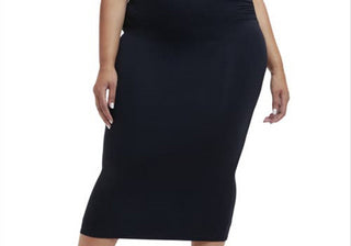 Vestido midi justo preto Good American, gola alta sem mangas, tamanho 3