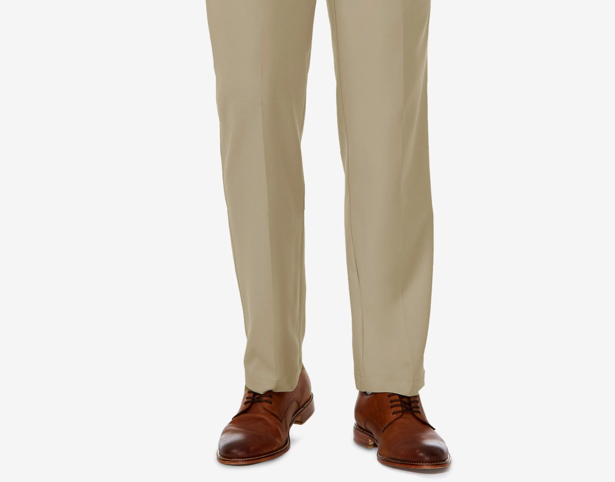 Calça social Haggar Cool 18 Pro Stretch Straight Fit com frente plana e tamanho 34x29 para homem